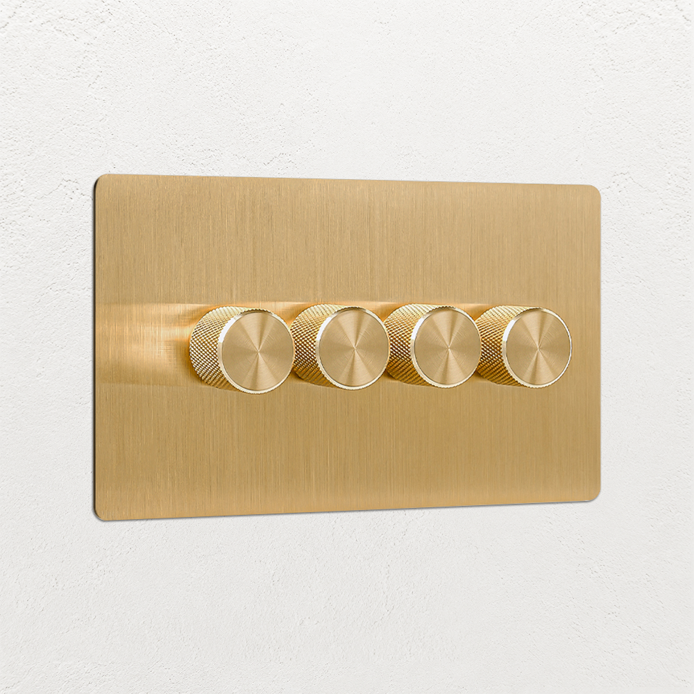 Smart Dimmer Switch - Solid Brushed Brass 1-4 Gang