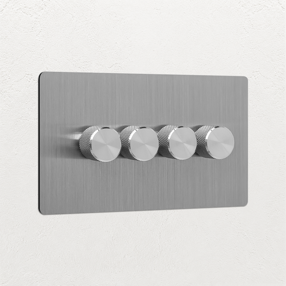Smart Dimmer Switch - Solid Stainless Steel 1-4 Gang