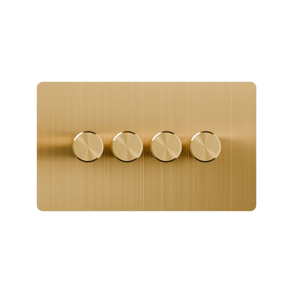 Smart Dimmer Switch - Solid Brushed Brass 1-4 Gang