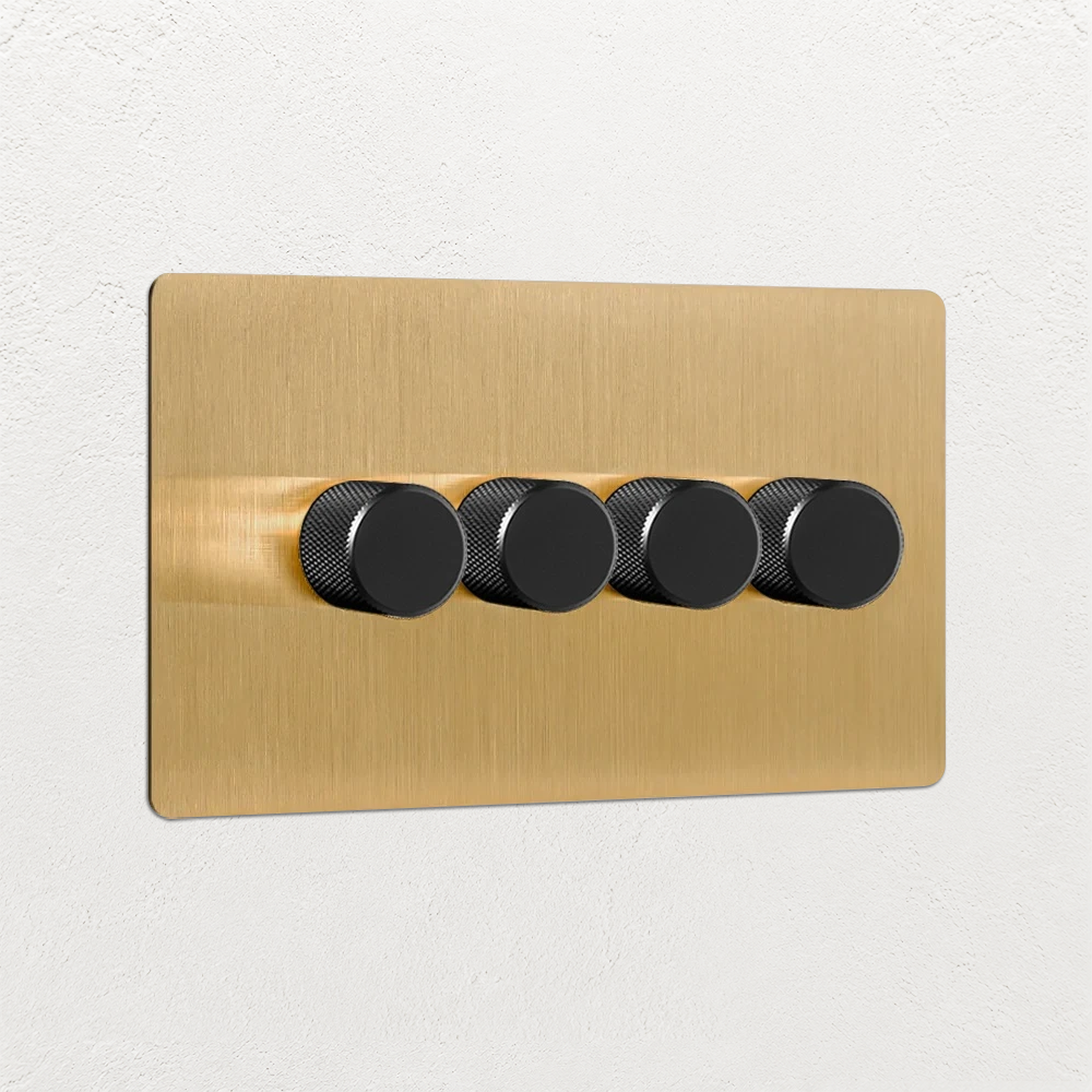 Smart Dimmer Switch - Solid Brushed Brass 1-4 Gang