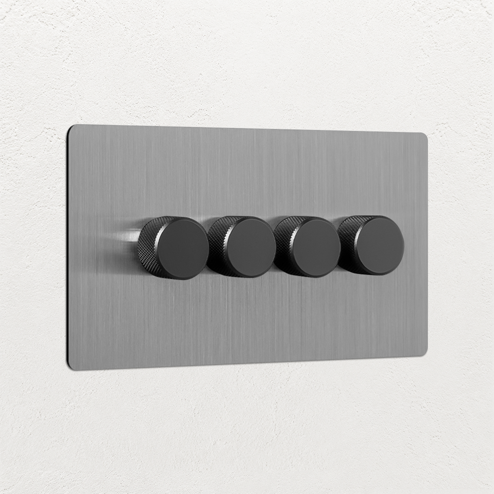 Smart Dimmer Switch - Solid Stainless Steel 1-4 Gang