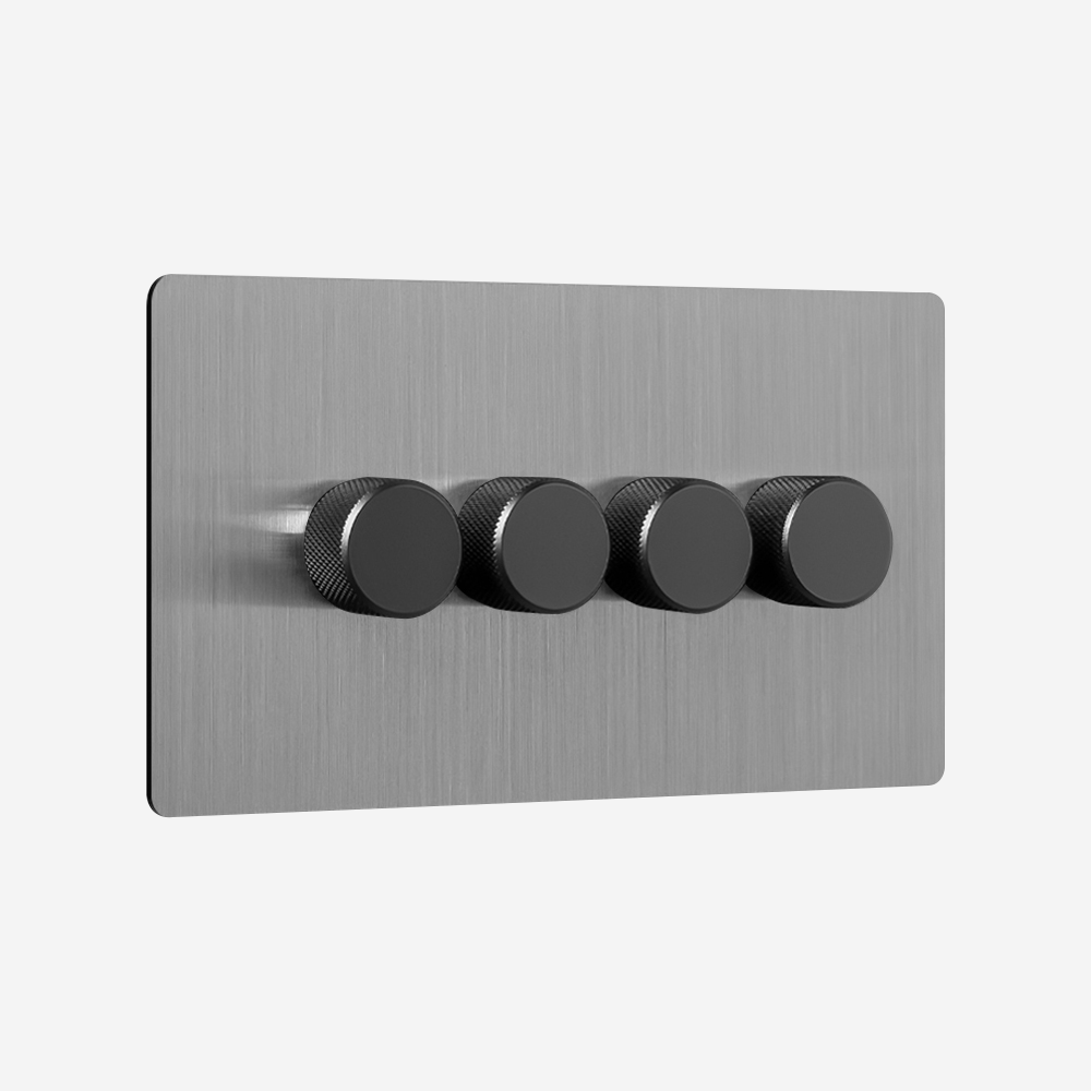 Solid Stainless Steel Multi-Way Dimmer Switch (1–4 Gang)
