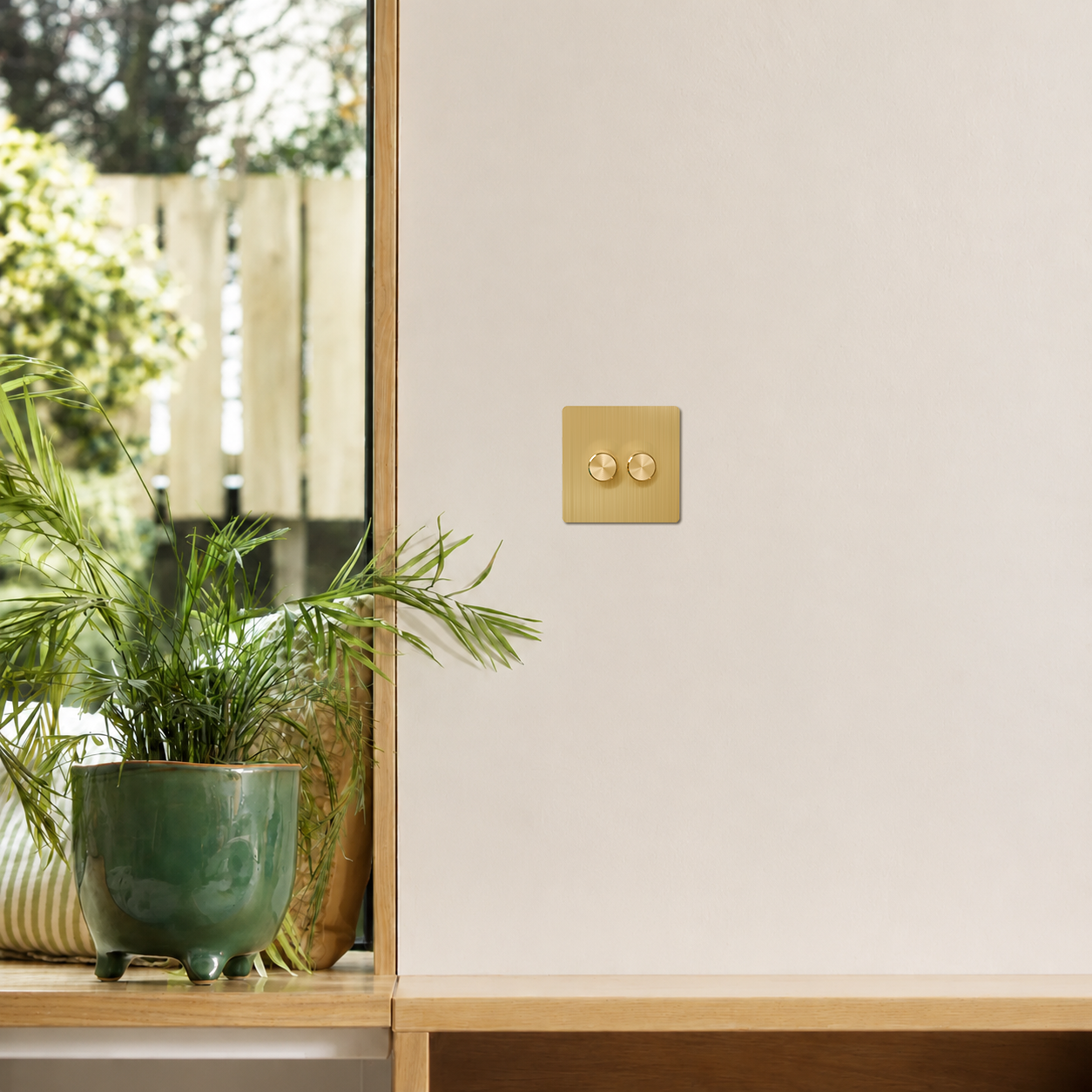 Smart Dimmer Switch - Solid Brushed Brass 1-4 Gang