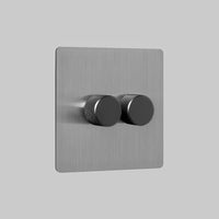 steel 2 gang dimmer switch 250W