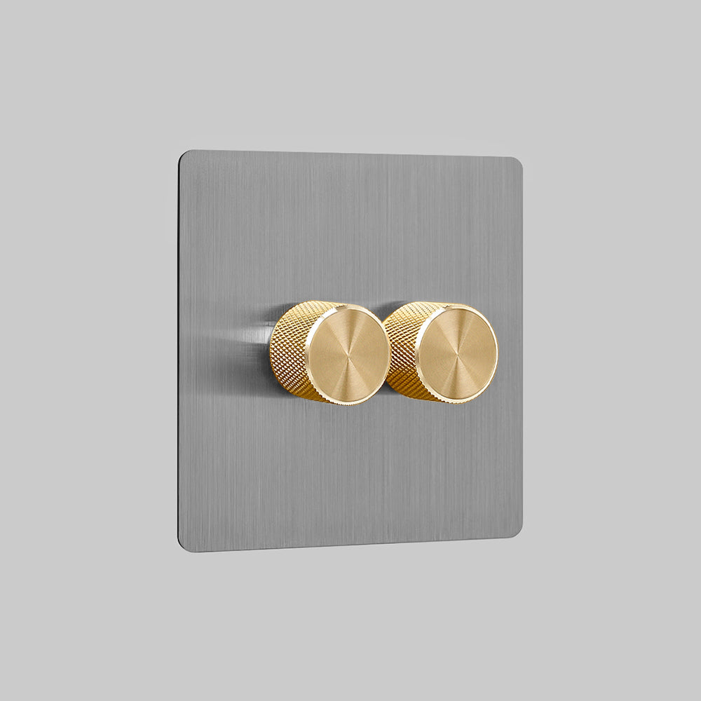 steel 2 gang dimmer switch 250W