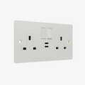 Double Socket with Double Type C-Brushed Brass-Matt White