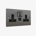 Double Socket with Double Type C-Brushed Brass-Stainless Steel