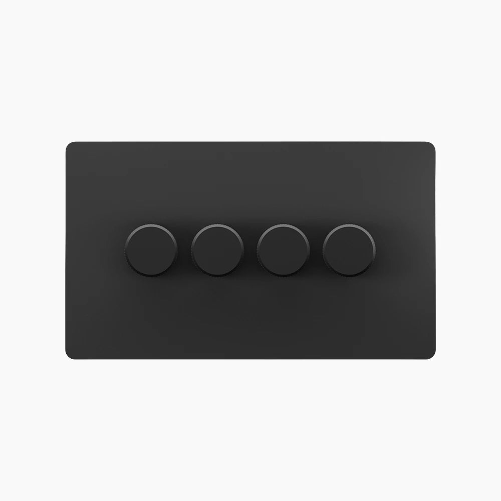 Dimmer switch - Matt Black 1-4 Gang