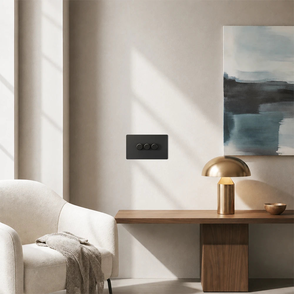 Dimmer switch - Matt Black 1-4 Gang
