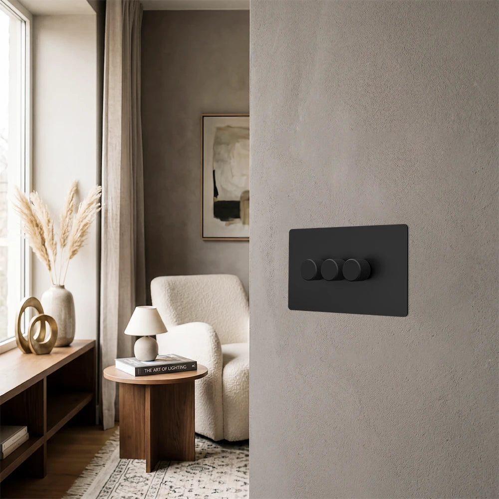 Dimmer switch - Matt Black 1-4 Gang
