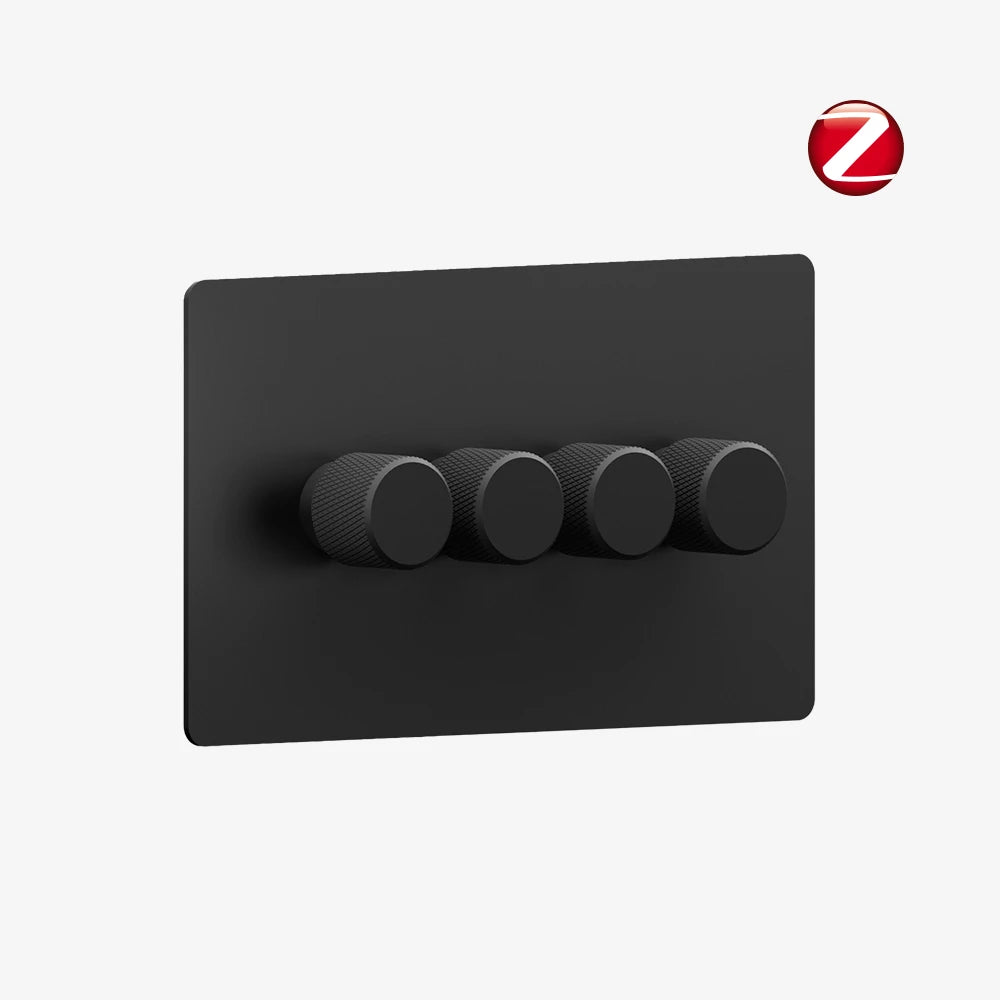 Zigbee Smart Dimmer Switch - Matt Black 1-4 Gang