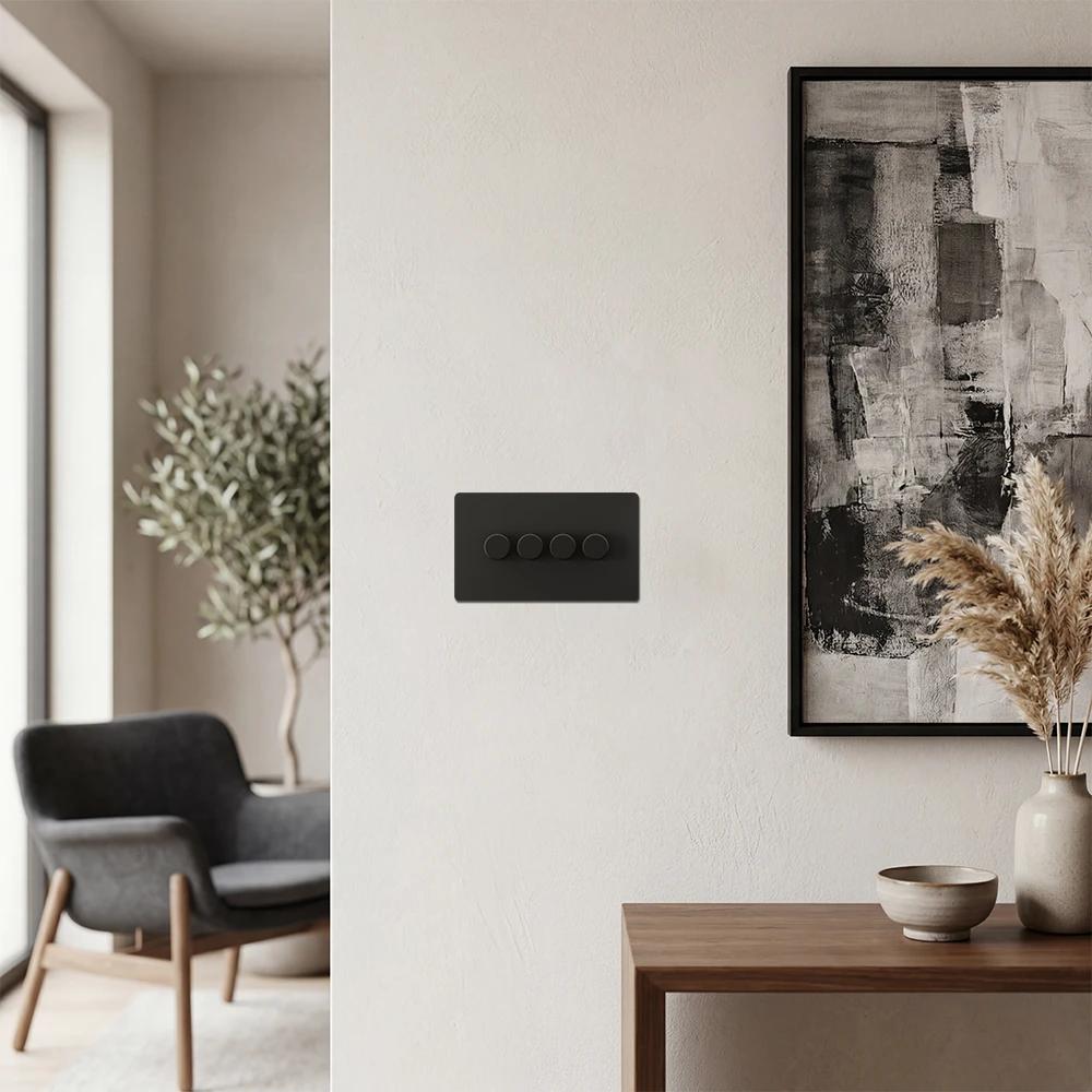 Dimmer switch - Matt Black 1-4 Gang