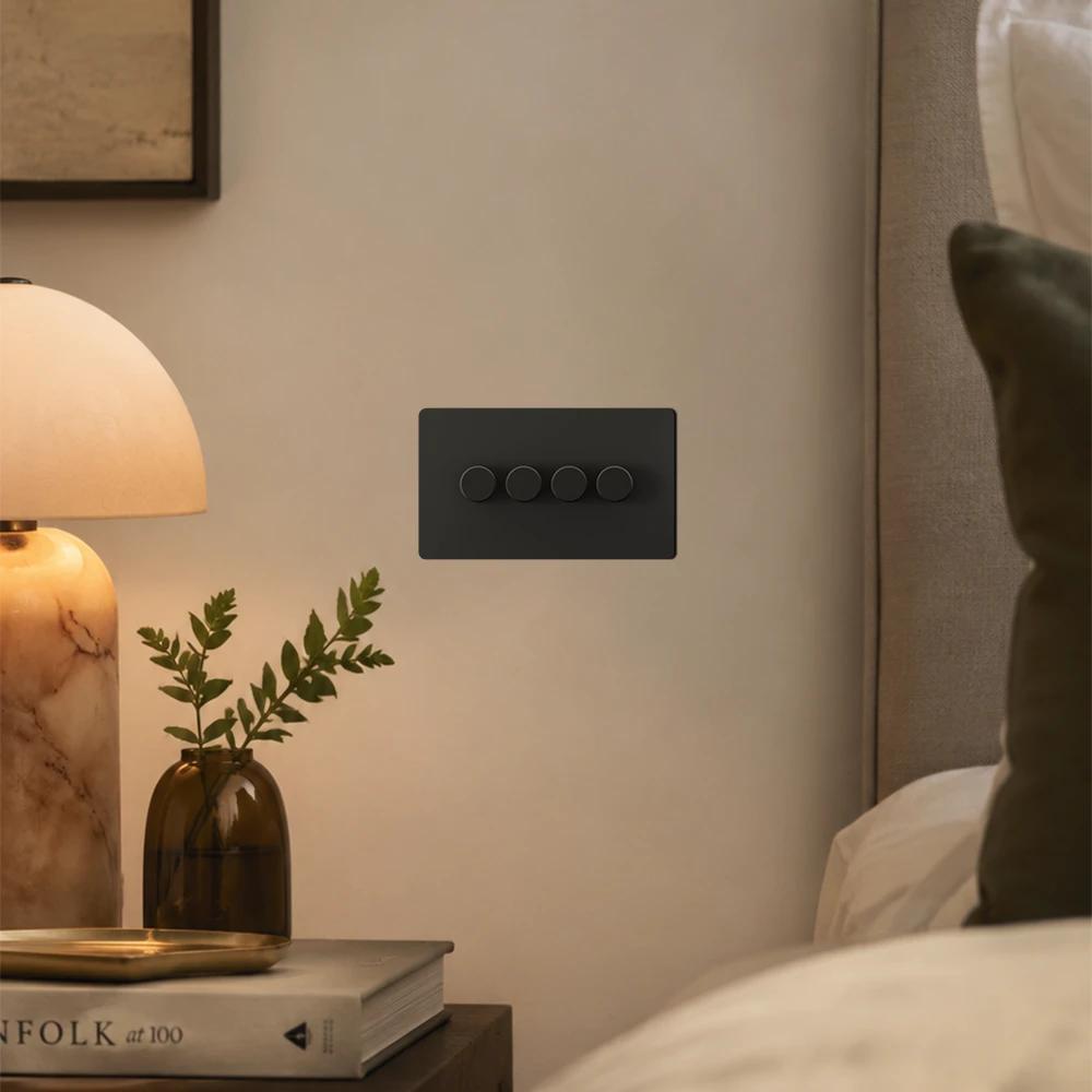 Dimmer switch - Matt Black 1-4 Gang