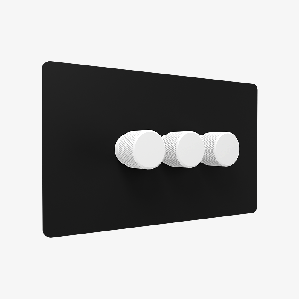 Dimmer Switch – Matt Black (1–4 Gang)