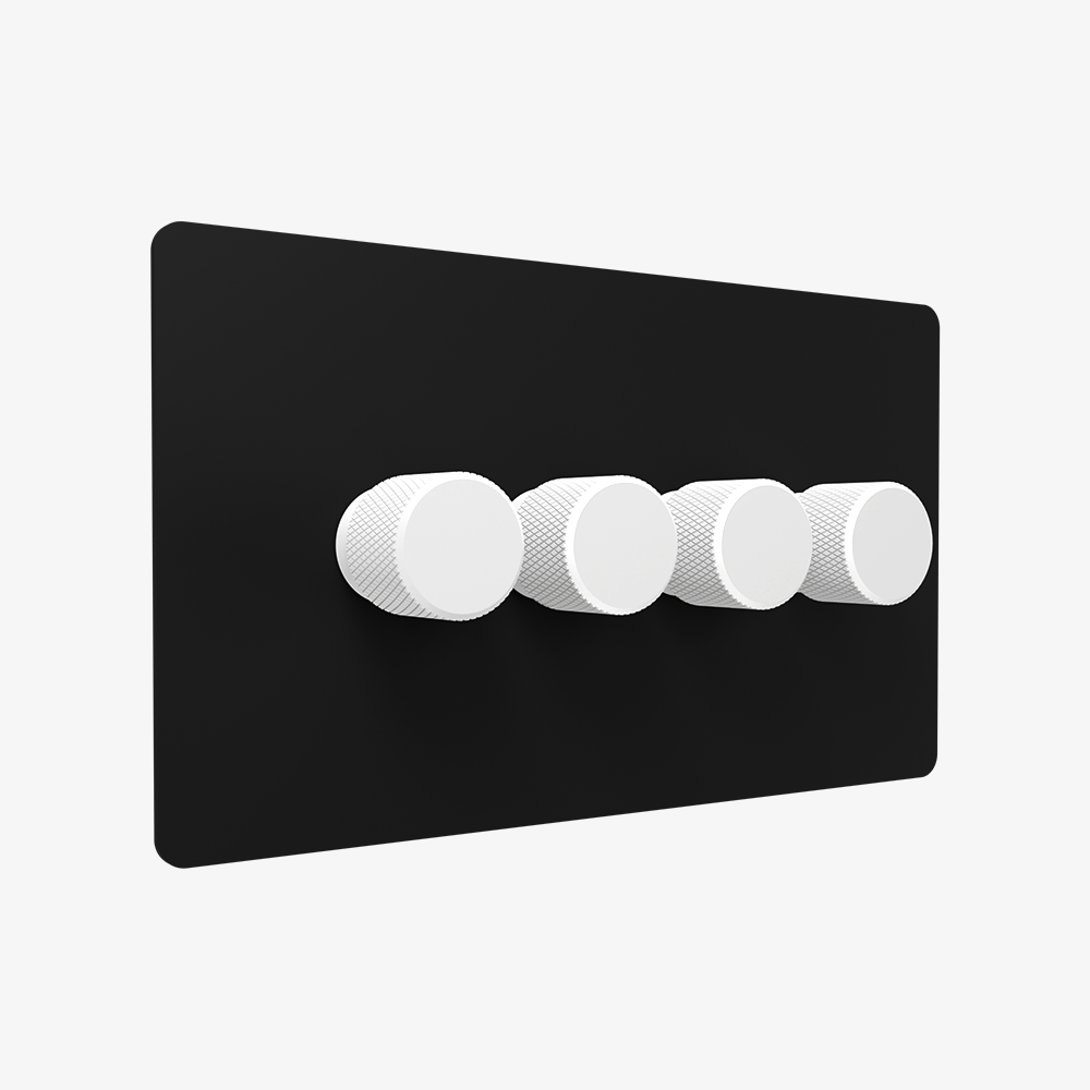 Dimmer Switch – Matt Black (1–4 Gang)