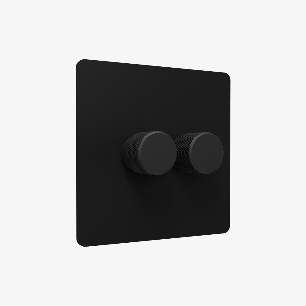Dimmer Switch – Matt Black (1–4 Gang)