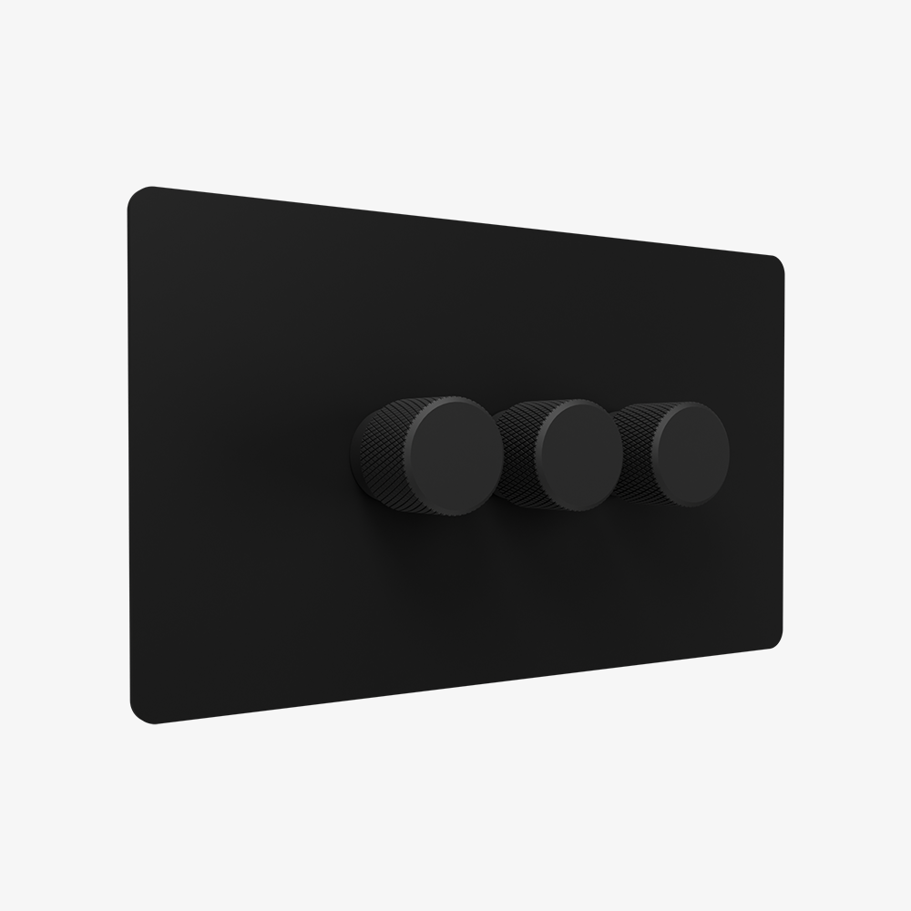 Dimmer Switch – Matt Black (1–4 Gang)
