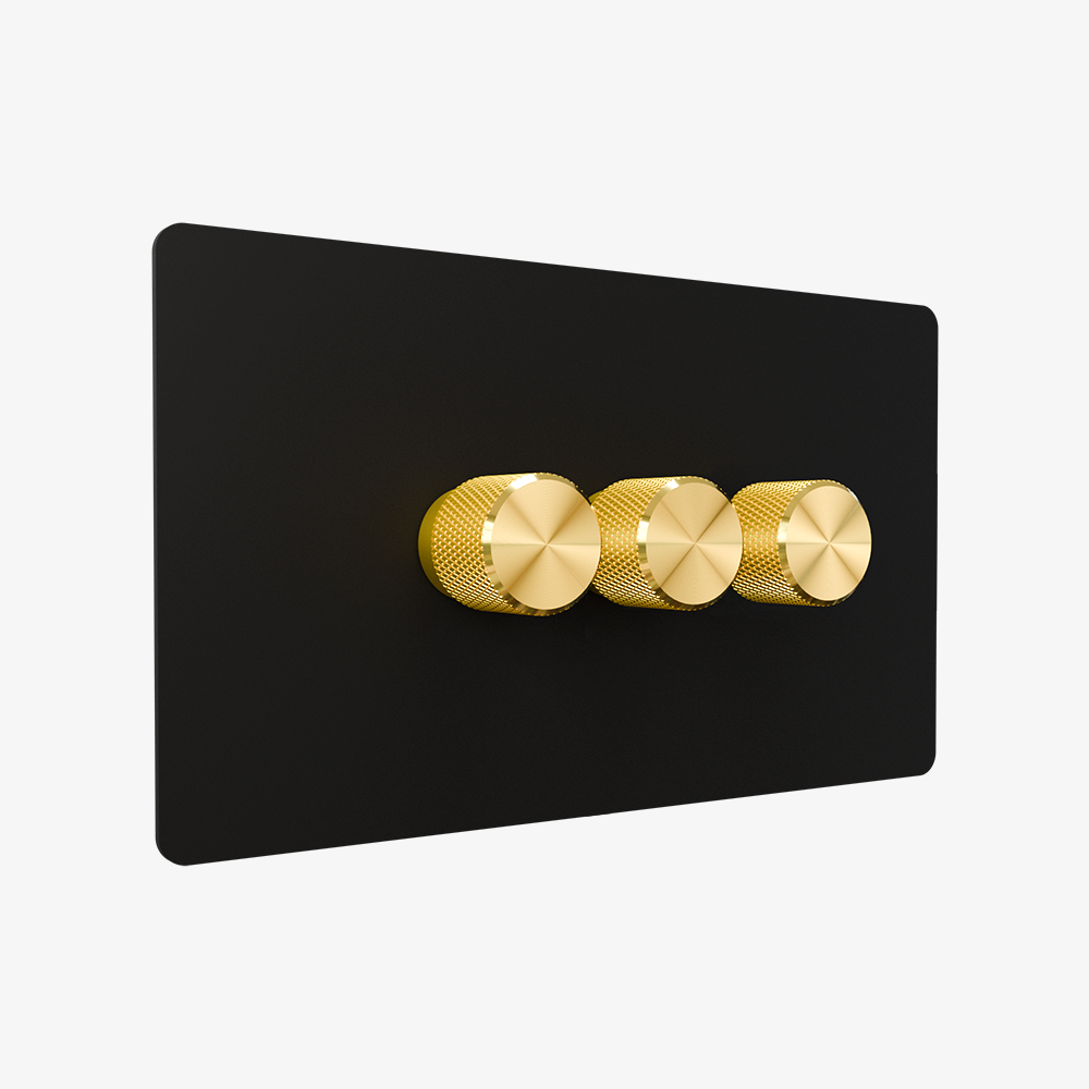 Dimmer Switch – Matt Black (1–4 Gang)