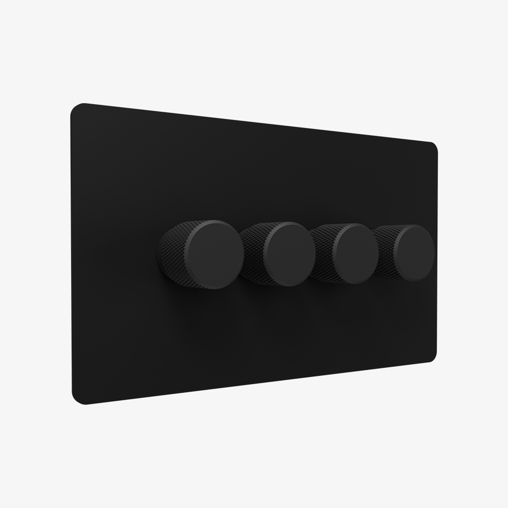 Dimmer Switch – Matt Black (1–4 Gang)