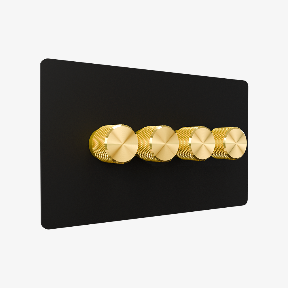 Dimmer Switch – Matt Black (1–4 Gang)