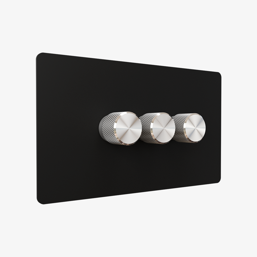 Dimmer Switch – Matt Black (1–4 Gang)