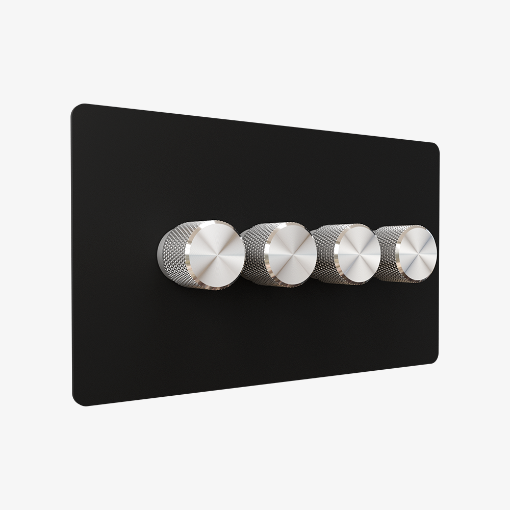 Dimmer Switch – Matt Black (1–4 Gang)
