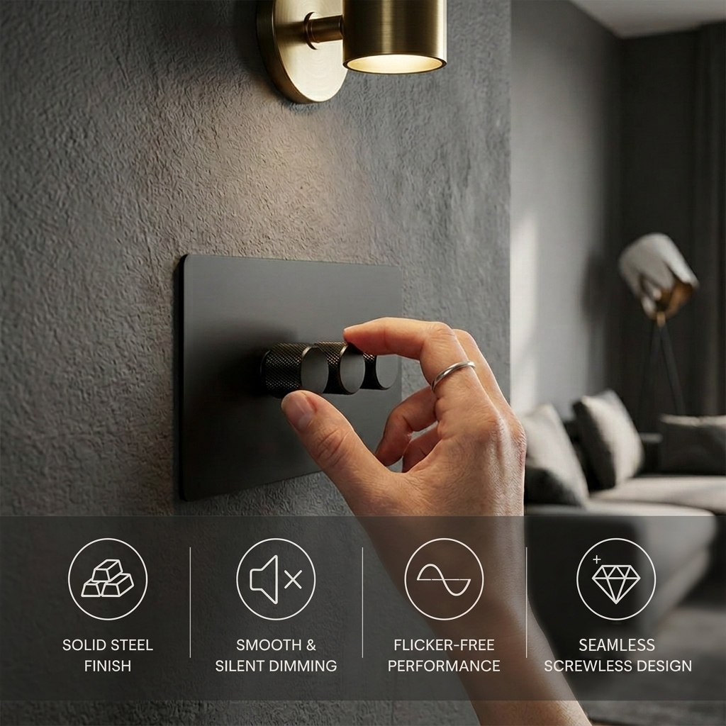 Multiway dimmer - Matt Black 1-4 Gang