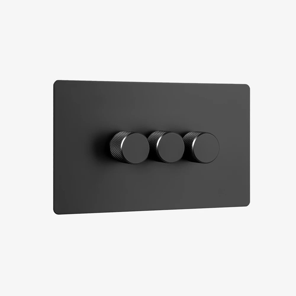 Dimmer switch - Black steel 1/2/3/4 Gang