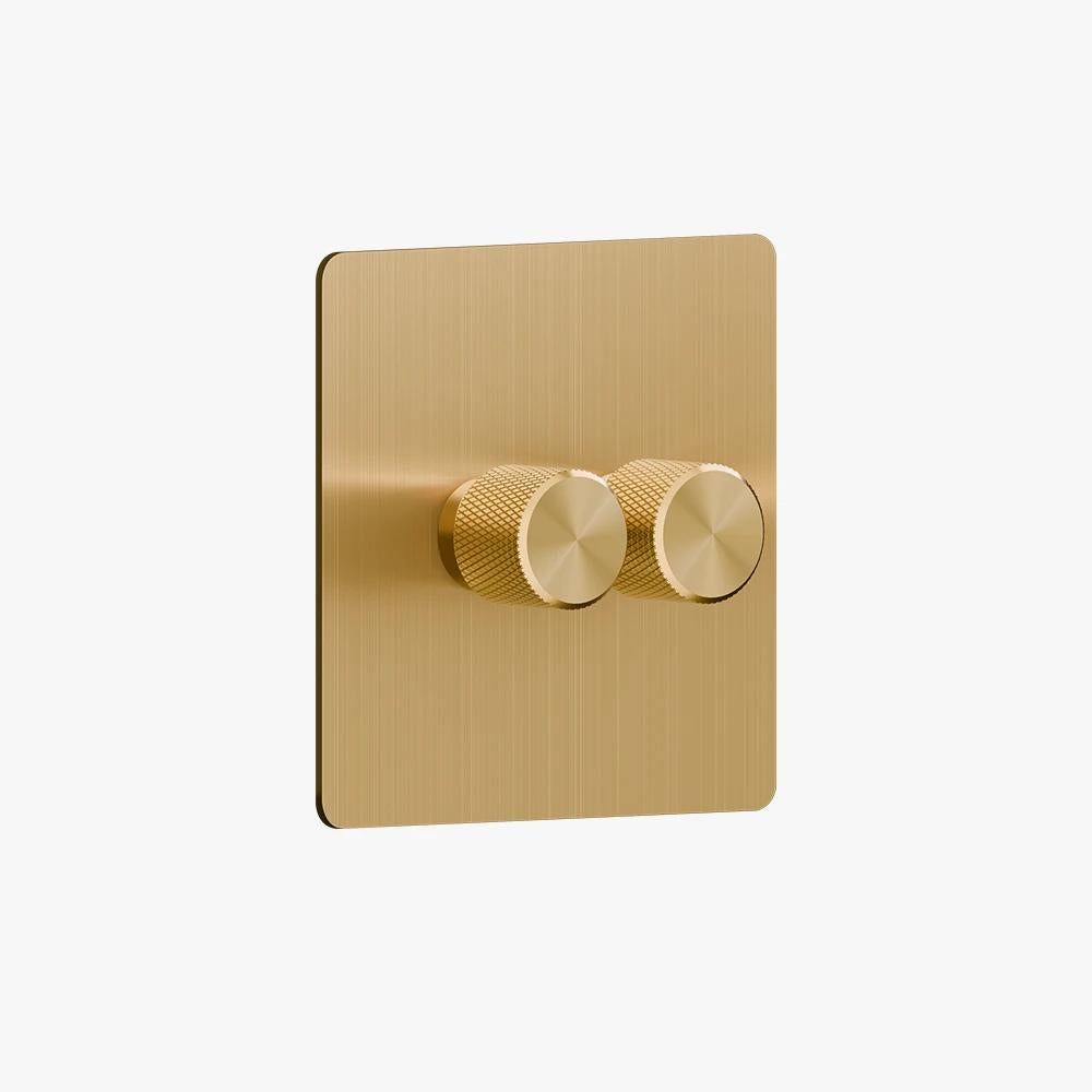 Solid Brushed Brass Multi-Way Dimmer Switch (1–4 Gang)