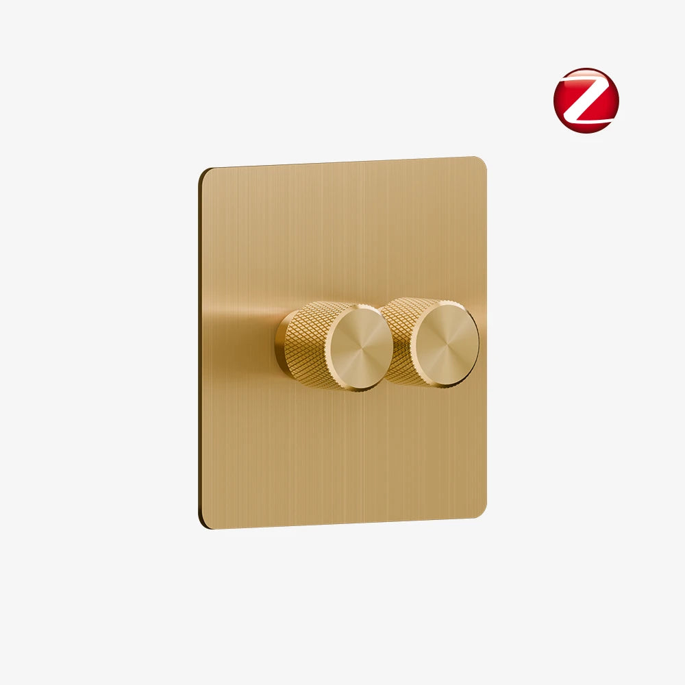 Zigbee Smart Dimmer Switch - Solid Brushed Brass 1-4 Gang