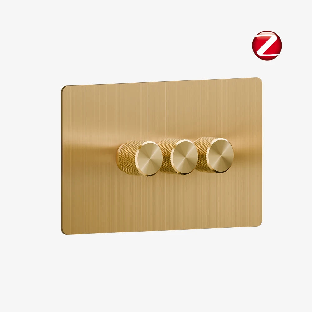 Zigbee Smart Dimmer Switch - Solid Brushed Brass 1-4 Gang