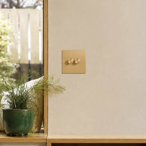 0-10V dimmer - Solid Brushed Brass 1-4 Gang
