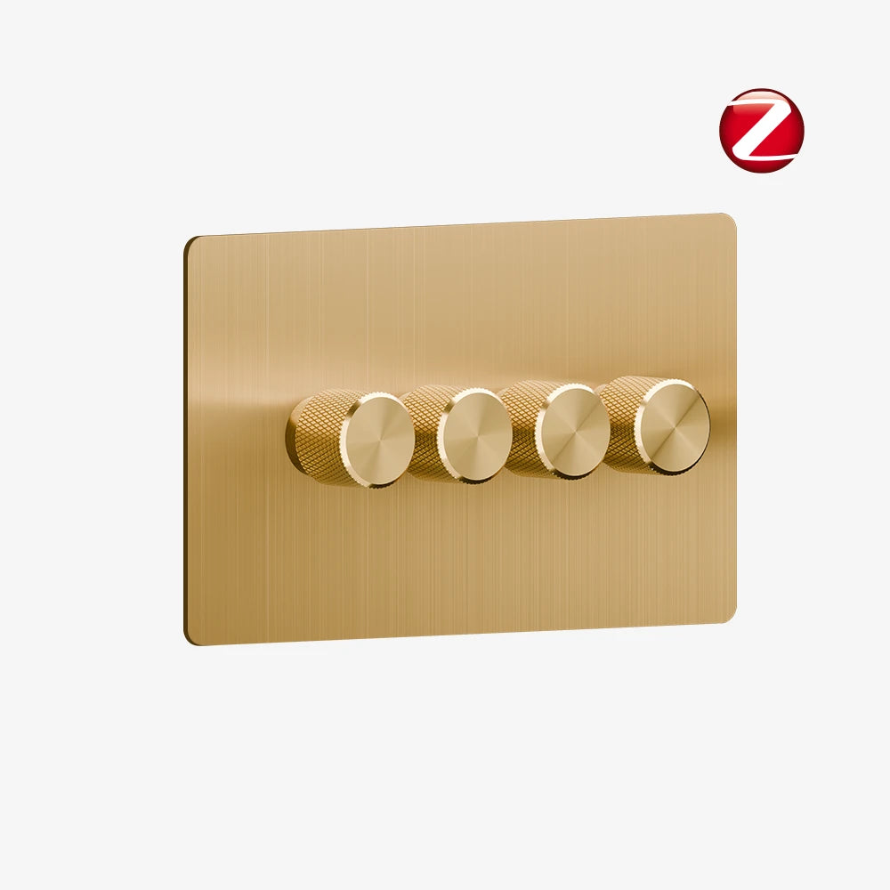 Zigbee Smart Dimmer Switch - Solid Brushed Brass 1-4 Gang