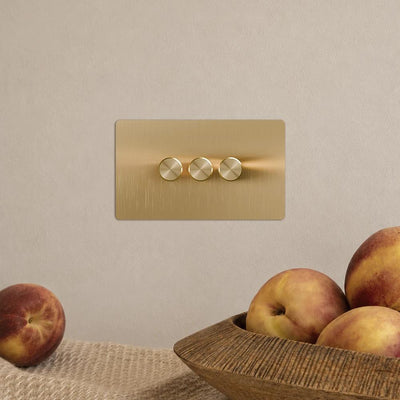 Zigbee Smart Dimmer Switch - Solid Brushed Brass 1-4 Gang