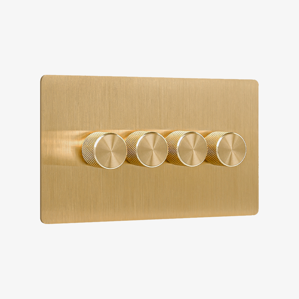 Multiway dimmer - Solid Brushed Brass 1-4 Gang