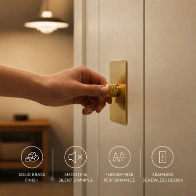 Smart Dimmer Switch - Solid Brushed Brass 1-4 Gang