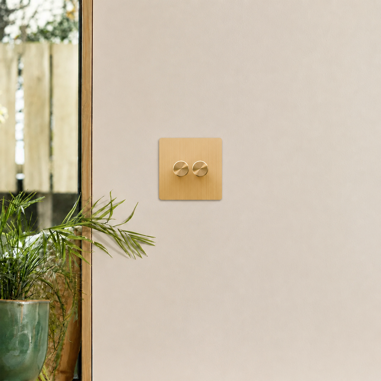 Dimmer Switch – Solid Brushed Brass (1–4 Gang)