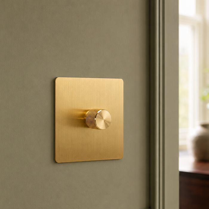Light Switch - Solid Brushed Brass 1-4 Gang