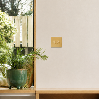 Dimmer Switch – Solid Brushed Brass (1–4 Gang)