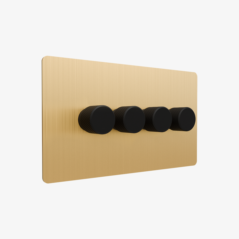 Zigbee Smart Dimmer Switch – Solid Brushed Brass 1-4 Gang