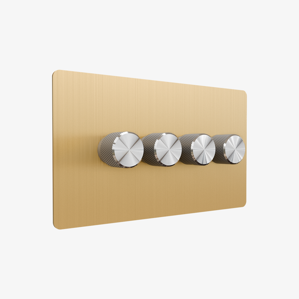 Zigbee Smart Dimmer Switch – Solid Brushed Brass 1-4 Gang