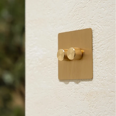 Zigbee Smart Dimmer Switch – Solid Brushed Brass (1–4 Gang)