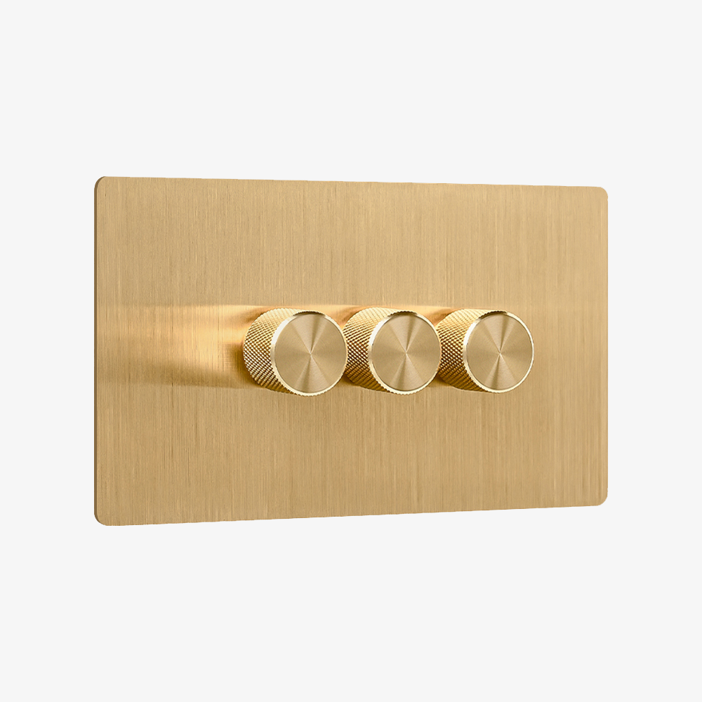 Multiway dimmer - Solid Brushed Brass 1-4 Gang