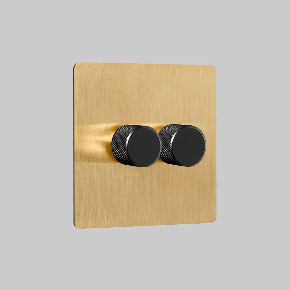 2_Gang_Black(luxury brass 2 gang multiway dimmer switch)