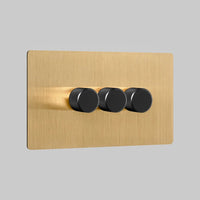 brushed brass 3 gang led dimmer switch intermediate