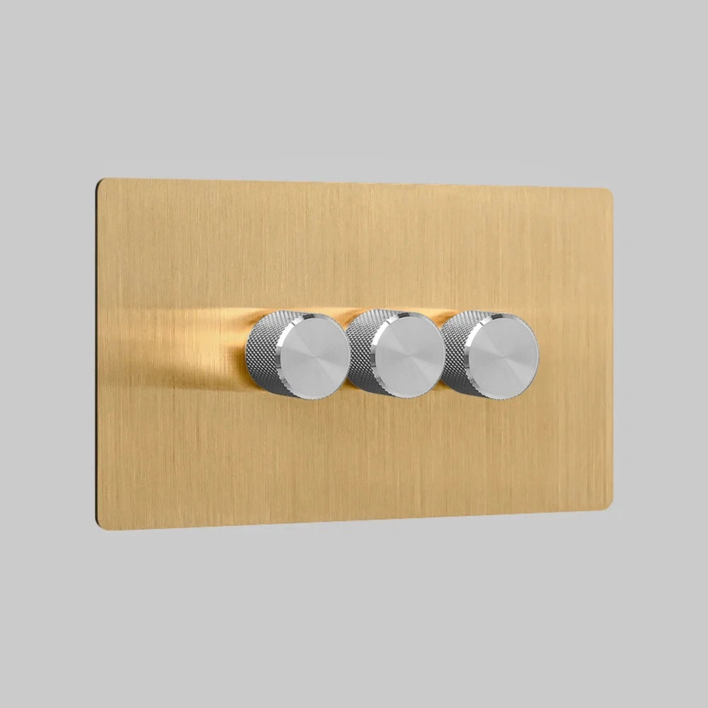 brushed brass 3 gang led dimmer switch intermediate
