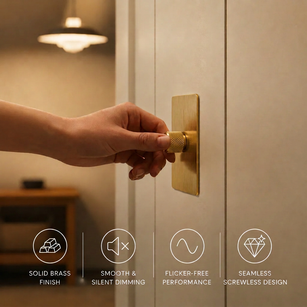 Multiway dimmer - Solid Brushed Brass 1-4 Gang
