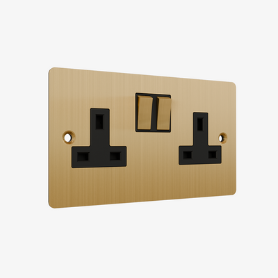 Double Socket-Brushed Brass