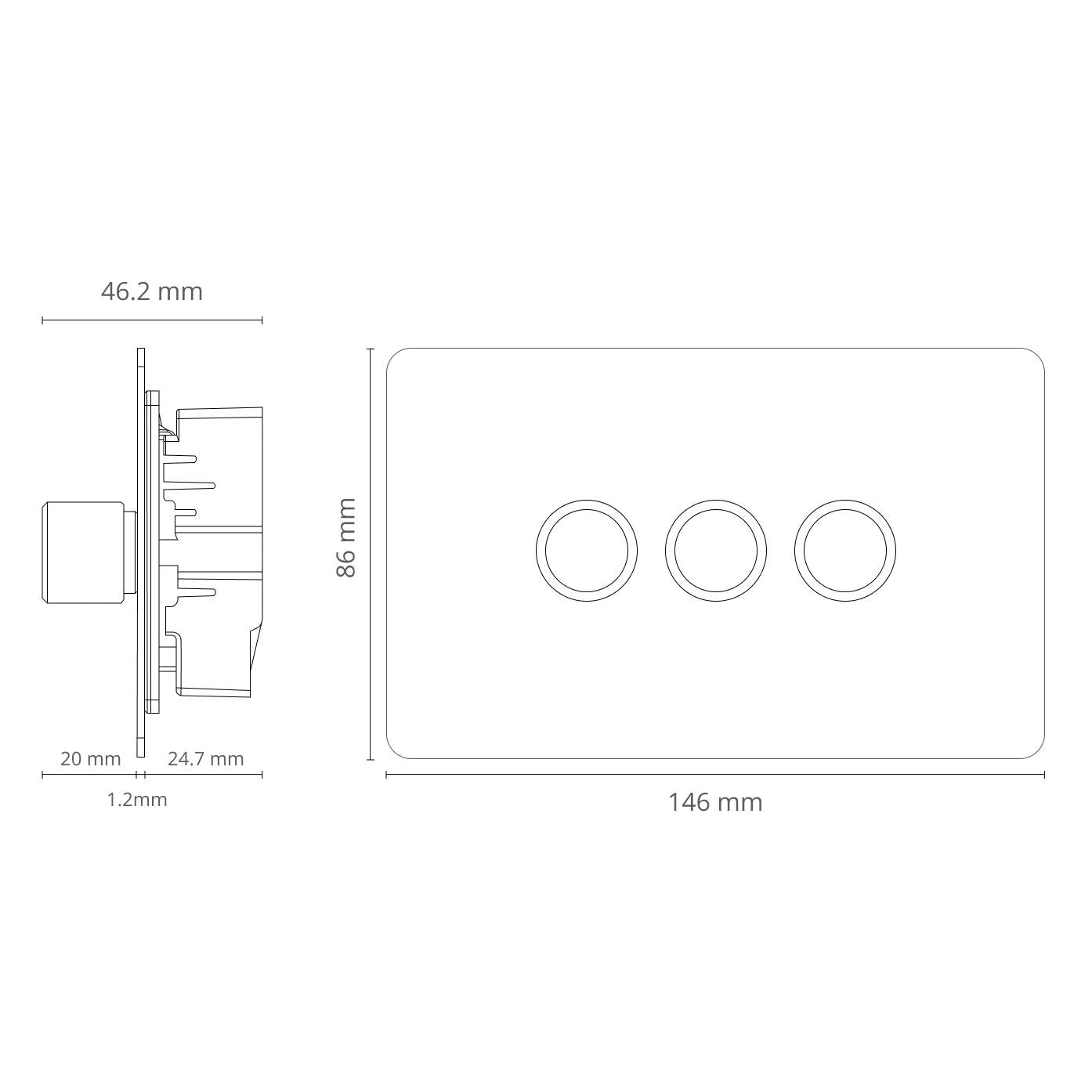 Smart Dimmer Switch - Solid Brushed Brass 1-4 Gang