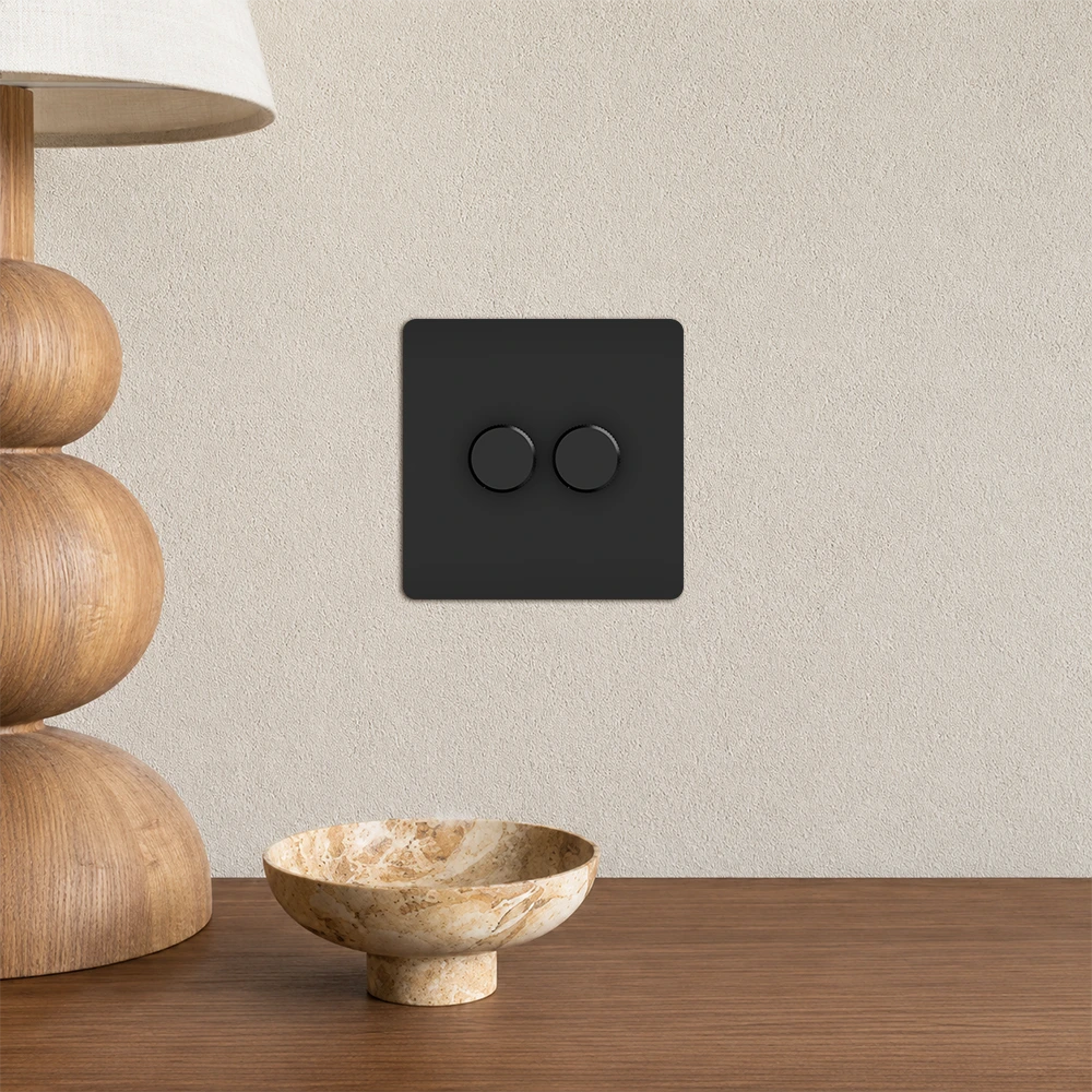 Matt Black Multi-Way Dimmer Switch (1–4 Gang)